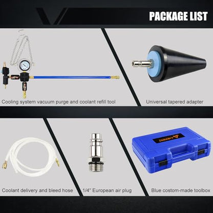 Coolant Vacuum Refill Kit, Cooling System Radiator Vacuum Purge & Fill Tool Kit, Automotive Coolant Filler with Universal Adapter Hoses for Car Motorcycle Truck Airlift Use Blue - color: Blue Case