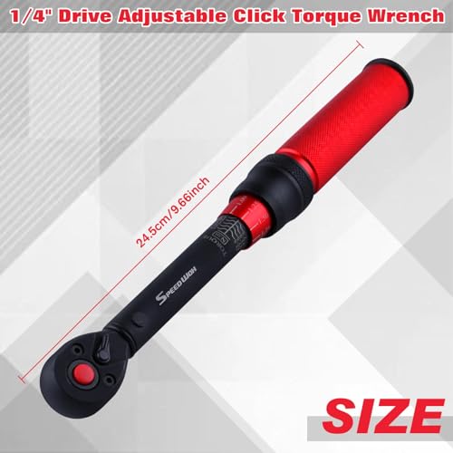 SPEEDWOX 1/4" Drive Adjustable Click Torque Wrench 5-25 Nm Dual-Direction Reversible with Quick Release Head for Bike, Motorcycle and Car Repair - size: 1/4"