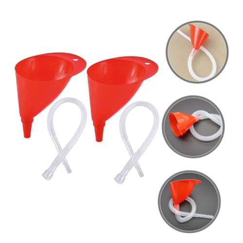 Yardwe 3 Sets Long Flexible Automotive Funnels with Transparent Hose for Precise Fuel and Oil Pouring Plastic Gasoline Funnels for Cars Rvs Motorcycles No Spill Reusable Fuel Transfer Kit