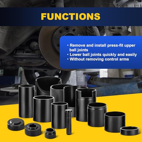 DASBET 14PCS Master Ball Joint Remover Installer Adapter Tool Set, Ball Joint Press Kit for Removal & Installation, Ball Joint Service Tool Compatible with Most 2WD & 4WD Cars, Trucks & SUVs