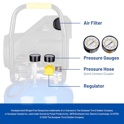 Goodyear 10 Gallon 150 PSI Oil Free Portable Vertical Electric Air Compressor
