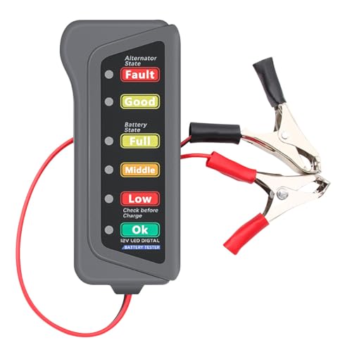 12V Car Battery Alternator Tester with 6 LED Indicator, Automotive Battery Analyzer Car Load Tester Indicator for Checking Vehicle Battery Condition & Alternator Charging System
