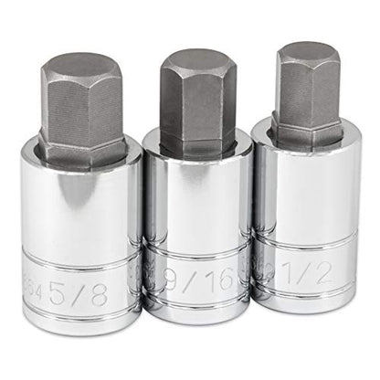 Titan Tools 16162 1/2-Inch Drive 3-Piece SAE Large Hex Bit Socket Set - size: 1/2-Inch Dr. SAE 3-Piece