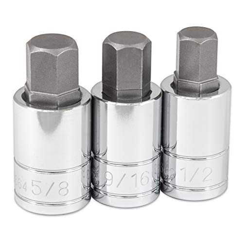 Titan Tools 16162 1/2-Inch Drive 3-Piece SAE Large Hex Bit Socket Set - size: 1/2-Inch Dr. SAE 3-Piece