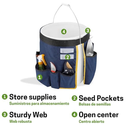 Bucket Tool Organizer, 5 Gallon Garden Tool Bucket Organizer, Bucket Tool Caddy Organization for Garden, Construction, Carpenter, Electrician, Builder