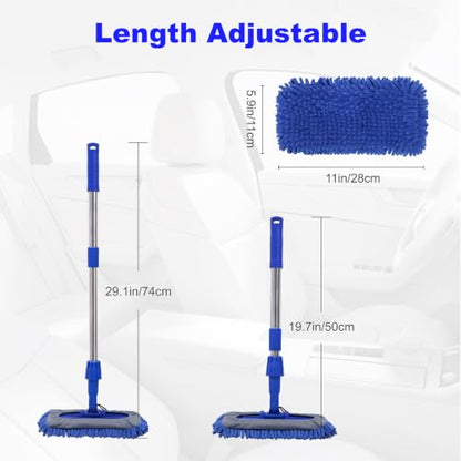 Conliwell Car Wash Brush Mop Cleaning Tool with 20"-29" Retractable Stainless Steel Handle, Wash Mop Car Detailing Cleaning Brush Care Kit for Cars Truck, Sedan, SUV, RV, Trailer