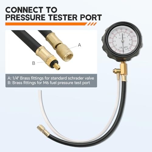 0-140PSI Fuel Pressure Gauge Kit | Fuel Injection Pump Pressure Tester Gauge Kit, TU-114 Oil Pressure Tester Tool for Gasoline Cars Motorcycles Trucks