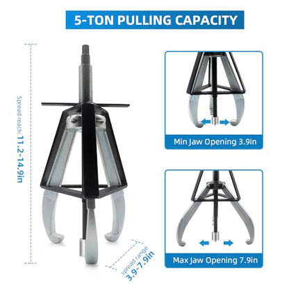 BESTOOL 3 Jaw Gear Puller, 5 Ton Pulley Puller Tool, Removal Tool for Gears, Pulley, Flywheel - size: 3 Jaw 5 Ton