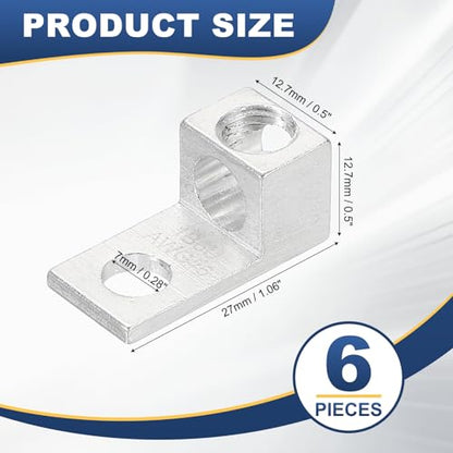 MECCANIXITY 6 Pcs Mechanical Lug, 6 AWG TA-2 1B6U Aluminum Alloy Terminal Lug High Strength Terminal 600V 5/16-24 Screws Straight Studs for Breaker Panels Load Centers - size: 6 AWG TA-2 1B6U