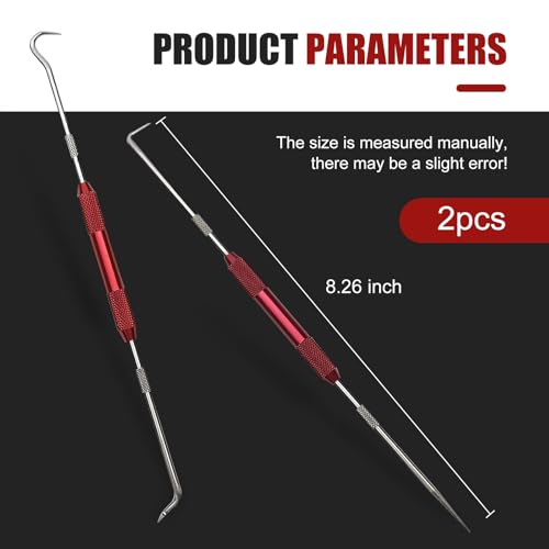 2 PCS Hook and Pry Tab Set Puller, Oil Seal O-Ring Puller, Hook and Pry Tab Removal Set, Universal for Most Cars (Red)