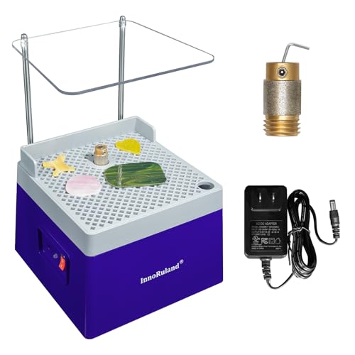 Stained Glass Grinder Mini DIY Grinding Tool, 9V 3.5A Portable Glass Grinder Kit with 5/8" Diamond Grinder Bit for Glass Processing Arts Etc. (Blue) - color: Blue