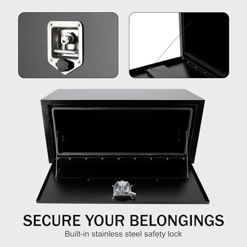 BLACKHORSE-RACING Black Steel Underbody Truck Tool Box with T-Handle Latch Smooth Surface Truck Tool Box for Underbed of Truck, Trailer, Rv 36"(L) x 14"(W) x 16"(H)-Black - size: 36" x 14" x 16"