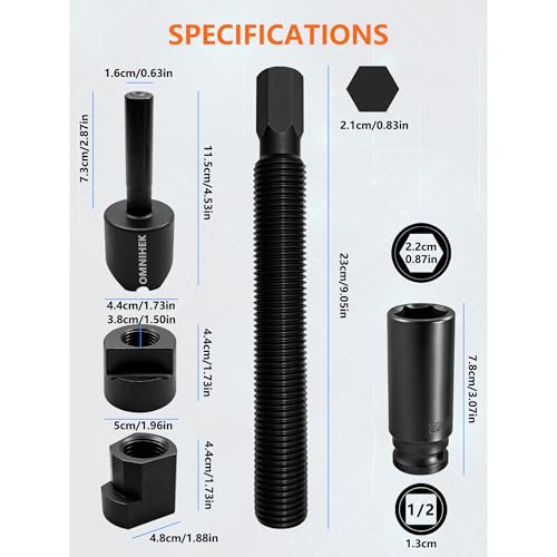 5PC Dual Wheel Separator Tool Kit – 11 Threads One-Piece Pusher Kit with 22mm Deep Impact Socket (1/2" Drive) – for Trucks, Buses, Vans, Trailers, HGV & LCV Twin Wheels, Includes Gloves & Instructions