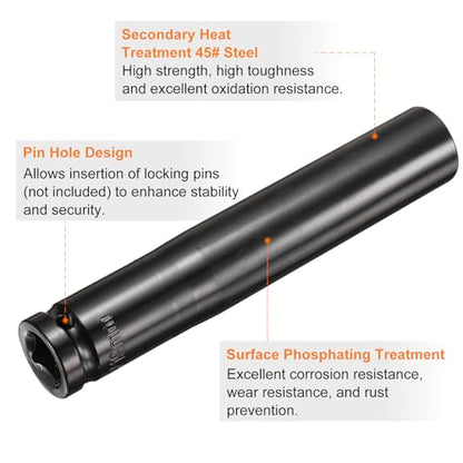 HARFINGTON 3pcs 6-Point Deep Impact Socket 1/2" Drive 19mm Metric Socket 5.7" (145mm) Extra Long Heat-Treated 45# Steel for Home Auto Spindle Axle Hex Nuts Bolts Repair, Black - size: 19mm + 5.7" Long