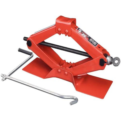K Tool International 63100 1.5 Ton Automotive Scissor Jack for Garages, Repair Shops, and DIY, Compact, Portable, 3,000 lbs. Capacity, Lifting Range 4.1" - 15.2", Alloy Steel, Long Crank Handle, Red