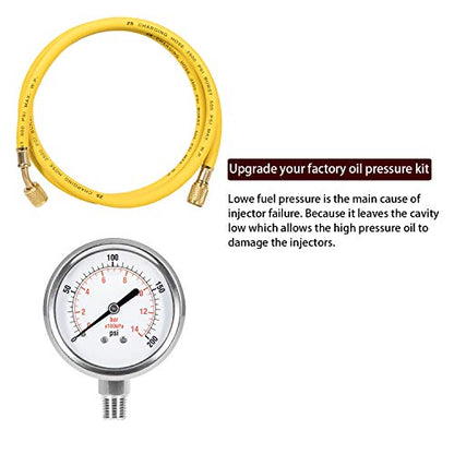 Engine Pressure Diagnostic Test Kit for 2003-2007 Ford 6.0L Powerstroke F-Series (F250 F350 F450 F550) & E-Series – Gauge with Extended Hose
