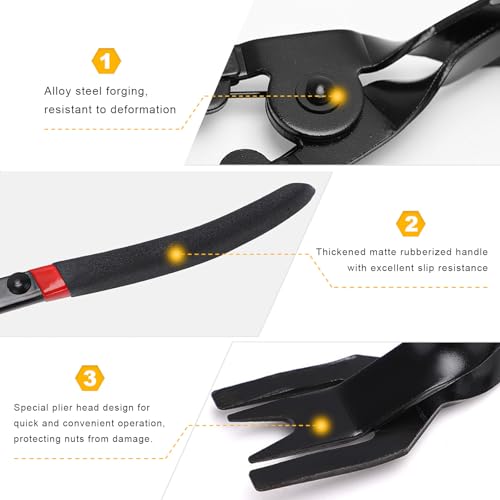 Panel Clip Removal Plier, Automotive Trim Clip Remover Upholstery Rivets Push Pin Pliers, Universal Door Panel Fasteners Lift Action Plier for Radio Audio Dashboard Anchors