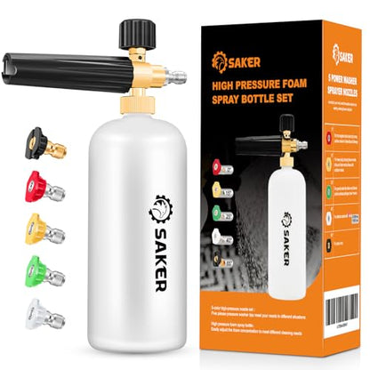 Saker Foam Cannon, 1/4 Inch Quick Connect, Power Washer Foam Cannon with 5 Pressure Washer Nozzles - size: Foam Cannon with 5 Pressure Washer Nozzles