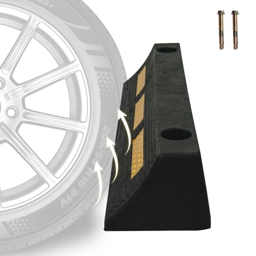 1 Pc 3" H Parking Stopper for Garage Parking Aid Heavy Duty Rubber Wheel Stops Durable High-Visibility Tire Blocks Parking Aid Gadgets Tire Stops for Cars Trucks RVs with Bolt Installation - size: 3"H 1pcs