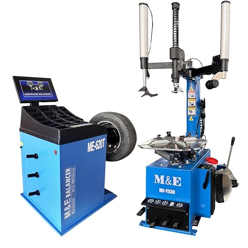 KATOOL ME 2.0HP Tire Machine Combo Double Assit Arm Bead Blaster Tire Changer Machine Wheel Balancer Machine(Blue) - color: Blue