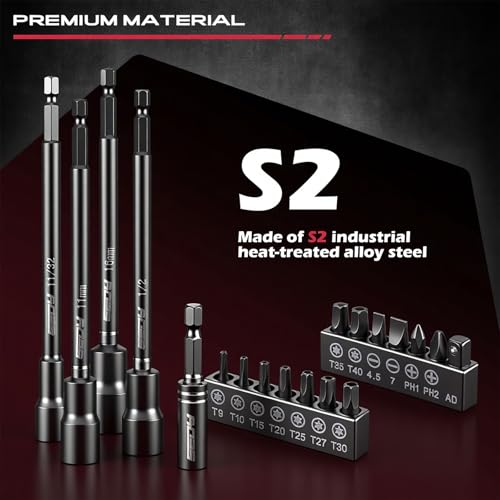 Nut Driver Impact Bit Set - 31-Piece Magnetic Socket Impact Drill Bit Tool Sets Extra Long Hex Nut Setter Driver Holder - Metric SAE Screwdriver Bits 1/4 Drive Shank Adapter Extension - style: 31-PC SAE & Metric With Screwdriver Bits