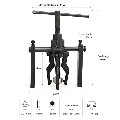 3 Jaw Puller Heavy Duty Bushing Gear Extractor Tool Kit with 1/4 Socket Ratchet Wrench Open End Spanner for Motorcycle Car Universal Bearing Puller Set of 5 Pieces