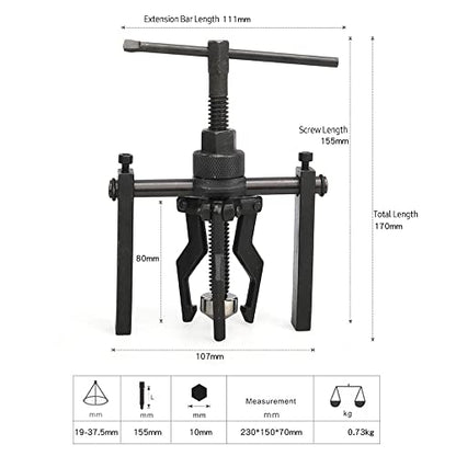 3 Jaw Puller Heavy Duty Bushing Gear Extractor Tool Kit with 1/4 Socket Ratchet Wrench Open End Spanner for Motorcycle Car Universal Bearing Puller Set of 5 Pieces