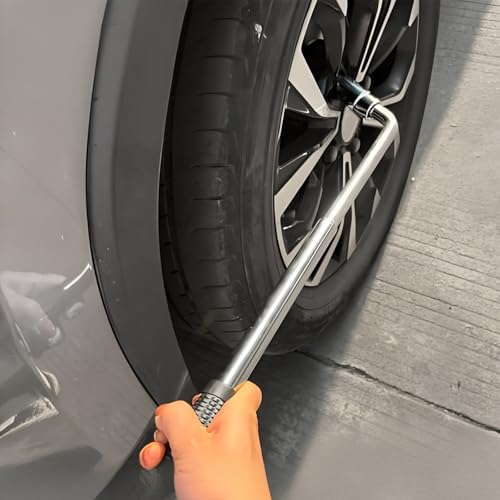 Telescoping Lug Wrench, Extendable 4 Way Lug Wheel Wrench, Wheel Nut Remover Set with 17/19mm and 21/23mm Sockets, Universal Tire Repair Tool Kit for Cars Trucks SUVs