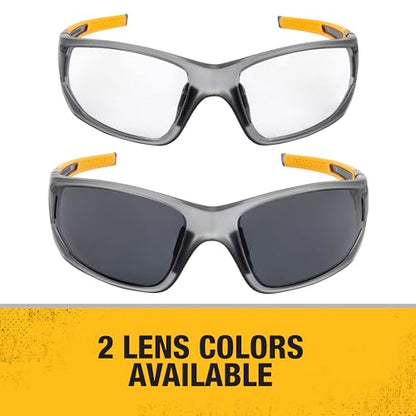 DEWALT DPG112-1D Miter™ Premium Vented No-Slip Safety Glasses – Clear Lens – Vented Frame & Lenses – Rubber Temples & Nosepiece – 1 Pair - color: Gray/Yellow / Clear, size: One Size
