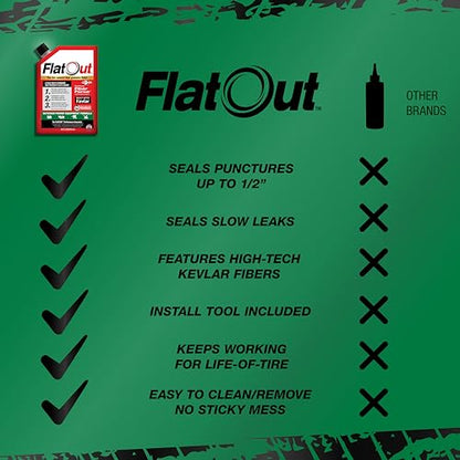 FlatOut Tire Sealant Outdoor Power Equipment Formula - Prevent Flat Tires, Seal Leaks, Contains Kevlar, 32-Ounce Bottle, 1-Pack… - size: 1-Pack (32 oz)