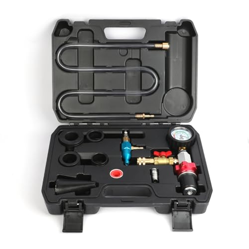 Coolant Vacuum Refill Kit,Cooling System Vacuum Purge with Pressure Gauge, 5 Adapters & Toolbox for All Cars, SUVs, Trucks with Air Compressor
