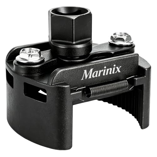Universal Adjustable Oil Filter Wrench 2-3/8 to 3-1/8 inch (60-80mm) with Non-Slip Serrated Jaws, 1/2'' Drive Cap Style Oil Filter Tool Fits Small to Medium Spin-on Filters, UTVs, JetSkis