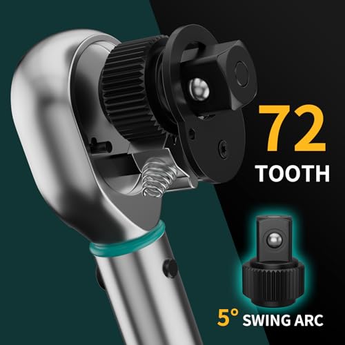 GRENPRO 3/8" Drive Click Torque Wrench 10–80 Ft.Lb – Dual-Direction Adjustable with Dual Range Scales, 72-Tooth Precision Ratchet, ±3% Accuracy – for Bike, Motorcycle, Car Repair & DIY Maintenance - size: 3/8inch 10-80 Ft.Lb