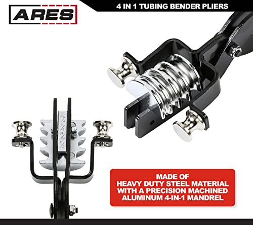 ARES 10023-4-in-1 Quick Change Tubing Bender Pliers - Easily Make 90 Degree Bends in Brass, Copper, Steel, Stainless and Aluminum - Works for 3/16-Inch, 1/4-Inch, 5/16-Inch, and 3/8-Inch Tubing - size: 4-in-1 Quick Change Tubing Bender Pliers