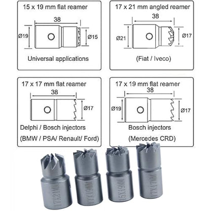 5Pcs Diesel Injector Seat & Cleaner Carbon Remover Seat Tools Cutter Milling Cutter Set Universal Car Tool Injector Remover - color: 5pc Diesel Injector Seat Cutter Cleaner