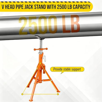 Garvee V Head Tripod Pipe Jack Stand, 1/8"-12" Pipe Support Rest, 2500 LB Heavy Duty Carbon Steel Adjustable 28"-52" Folding Portable Pipe Stand for Welding Pipe | Heavy Duty Carbon Steel Adjustable 28"-52" Folding Portable Pipe Stand for Welding Pipe - c