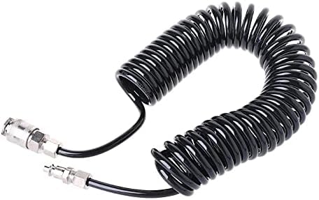 Air Blow Gun Kit Air Duster Cleaning Nozzle Blow Spray Tool Kit with 5 Meter Long Coil PU Air Hose,4×6mm(Black) - color: Black