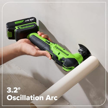 Greenworks 24V Brushless 2PCS Cordless Brushless Power Tool Combo Kit, include 310 in-lbs Drill Driver, 18,000 OPM Multi Tool, 2 x 2Ah Batteries and Charger - size: 2PCS Combo Kits(Drill+Multi-Tool)