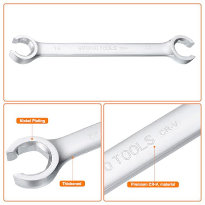 HARFINGTON Flare Nut Wrench 19mm x 22mm CR-V Nickel Plating Wrench for DIY Automotive Repairs and Household Maintenance - size: 19mm x 22mm