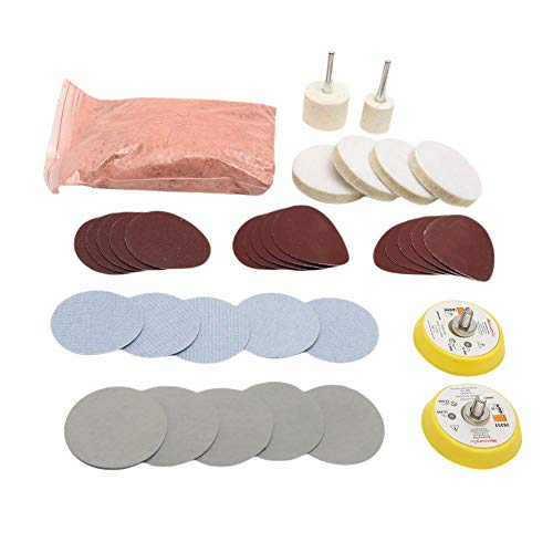 Glass Polishing Kit, 34Pcs/Set Scratch Removal Set Deep Scratch Remover Window Repair Tool, Felt Polishing Pad for Windscreen and Glass