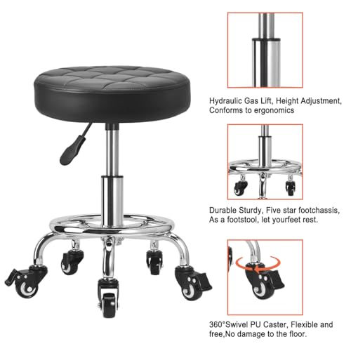 JOSTZHXIN Low Height Roller Stool Height Adjustable, Mechanic Stool Low Rolling Chair, Footstool Modern Roller Seat for Salon SPA Home Office Garage Shop (Style 3) - style: style 3