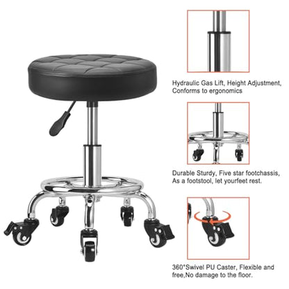 JOSTZHXIN Low Height Roller Stool Height Adjustable, Mechanic Stool Low Rolling Chair, Footstool Modern Roller Seat for Salon SPA Home Office Garage Shop (Style 3) - style: style 3