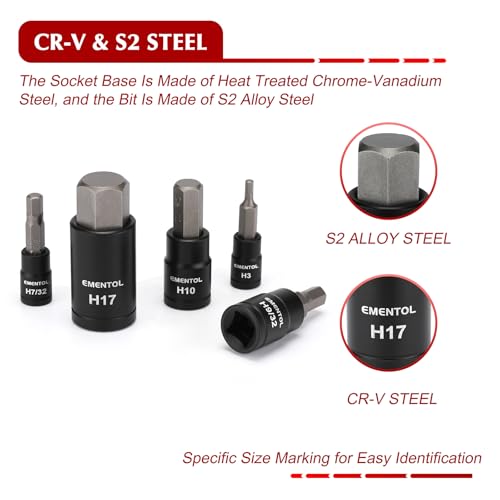 EMENTOL 38PCS 1/4" 3/8" 1/2" Drive Allen Hex Bit Socket Set, SAE/Metric, Includes Power Drill Adapter, Socket Adapters, 2mm - 19mm, 5/64" - 3/4" - size: 38-piece Allen Hex Bit Socket Set