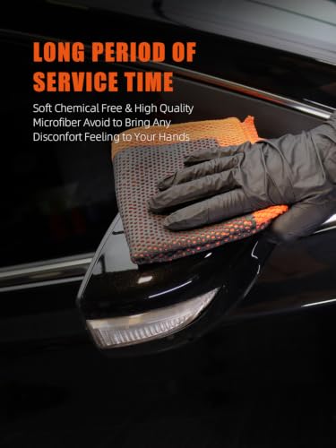 SPTA Professional Detail Products - Clay Decontamination Towel - Effective Cleaning & Release of Paint Contaminants; Fine Grade Microfiber Car Towel; Enhance Gloss & Depth of Color -12" x 12" -CB308 - color: Orange