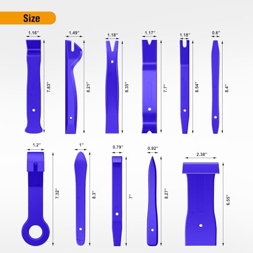 GOOACC 11PCS Auto Trim Removal Tool Kit No-Scratch Tool Kit for Car Audio Dash Window Molding Fastener Remover Tool Kit-Blue - color: Blue, size: 11PCS Trim Removal Tool