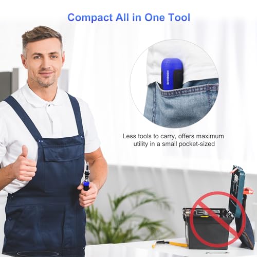 SHARDEN Ratchet Screwdriver 13-in-1 Multi Screwdriver Tool All in One Ratcheting Screwdriver Set with Phillips, Flat Head, Torx, Hex, Square, 180 Degree Pivoting Adjustable Angle Screw Driversets Set - color: Blue