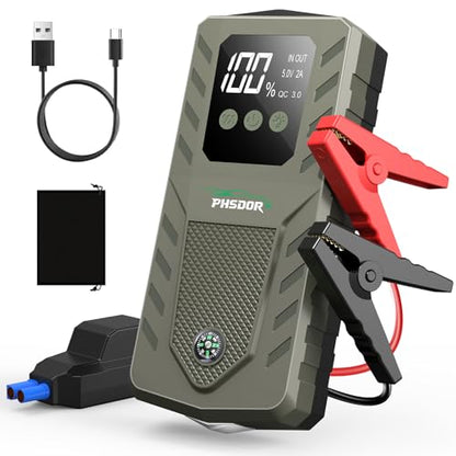 6000A Car Battery Jump Starter, 20000mAh Battery Jumper Starter Portable (10L Gas/8L Diesel), 12V Car Jumper Starter Portable, Jump Box Jump Pack with 3 Modes Flashlight