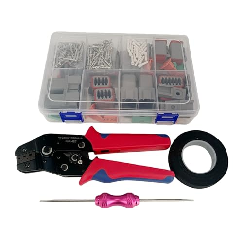 237 PCS Deutsch Connector Kit with ratchet crimping pliers and Terminal Removal Tool,DT2 3 4 6 8 12 Pin Connectors,IP68 Waterproof Electrical Connector Plug with 80 Pairs Size 16 Stamped Contacts