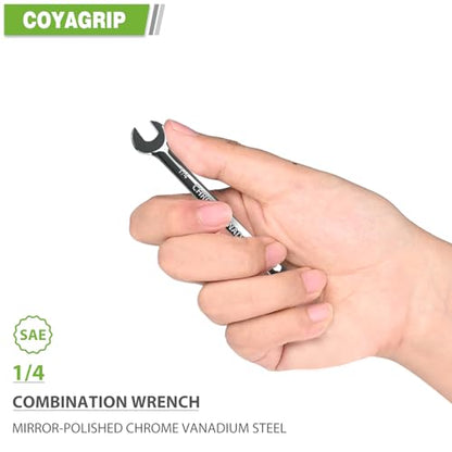 1/4 Wrench, Industrial Grade Spanner, Combination Wrenches SAE with 12-Point Box End, 15-Degree Offset, 1/4 Wrenches Chrome Vanadium Steel Mirror Polished - size: 1/4''