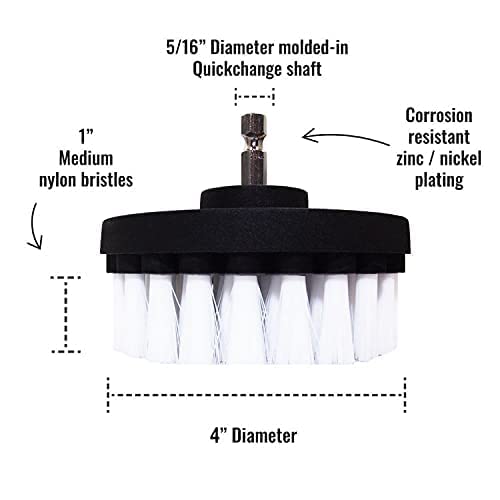 Premium Drill Brush Professional – Extra-Soft 4 in White | Scratch-Free Cleaning Brush for Carpet, Upholstery, Leather Seats, Glass, Furniture and Car Interior - color: White